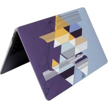 Aesco MacBook Air 13.6 Inç Geometrik Desenli Kılıf A2681 A3113 A3240 A3449 M2 M3 M4 M5 Uyumlu Ince Sert Kapak Hard Case Siyah