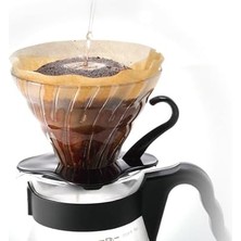 Aesco Hario V60 02 Dripper (Siyah Cam)