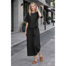 Barbora Keten Günlük Rahat Beli Lastikli Kadın Ikili Takım Alt Üst