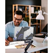 Aesco Ayarlanabilir Masa Kenarı Kitap ve Tablet Standı – 360° Dönebilen, 87.5cm Yükseklik Ayarlı, Kelepçeli Metal Kol, Şeffaf Akrilik Panel, Kitap Okuma, Tablet, iPad ile Uyumlu | P87