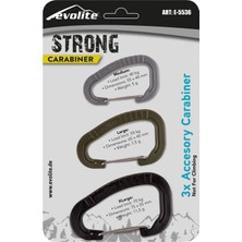 Evolite Strong 3'lü Karabina Seti - Siyah/haki/gri