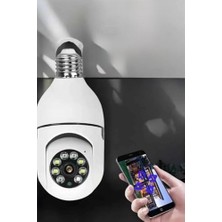 Aesco Wifi Kamera Duylu Ampul Görünümlü 360 Derece Dönebilen Ev Kamerası