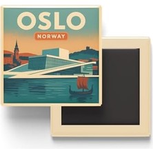 Aesco Oslo Norveç - Opera Binası - Baskılı Buzdolap Magneti Kare 9x9 cm