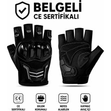 MOTOSOR MOTO MARKET Korumalı Motosiklet Eldiveni Yasaya Uygun Parmaksız Eldiven Siyah