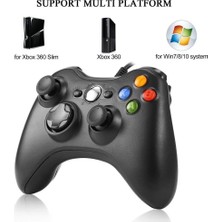Aesco Xbox 360 Controller Pc Kablolu Oyun Kolu 2,20M USB Kablolu Bilgisayar Oyun Kolu Gamepad Joystick Controller Bilgisayar Uyumlu