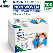 Seyitler Nova Nonwoven Kompres Steril 7,5 cm × 7,5 cm 300'LÜ-3 Kutu