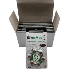 Aesco Yesmed Extra Power 312 Numara Işitme Cihazı Pili (10 Paket x 6 Adet = 60 Adet Pil)