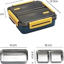 Aesco 950ML Lunchbox Tek Katlı 3 Bölmeli Çelik Sefer Tası Yemek Kutusu (Koyu Yeşil)