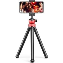Aesco Esnek Monopod Tripod Youtuber Yayıncılar ve Sosya Medya Için Ideal 30CM Ahtapot 360 Derece Taşınabilir Ayakları Bükülebilir Selfie Telefon Tutuculu 3 Ayaklı Kampda Tatilde Gezilerde