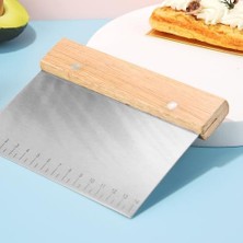 Aesco Metal Hamur Kazıyıcı, 14 cm Ölçekli, Ahşap Saplı, Paslanmaz Çelik