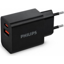 Philips DLP4325AB/12 Usb-C 20W Usb-A 18W Şarj Adaptörü, Siyah