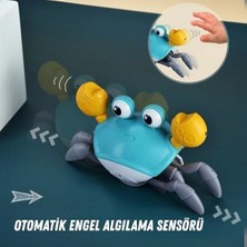 Aesco /oyuncak Emeklemeye Yardımcı 3 Kademeli Hız Kapatıp Açılabilen Müzikli Sensörlü Dahili Şarjlı Yengeç Yatay Hareketli (Mavi)