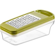 Aesco Rende Seti Paslanmaz Çelik, Çok Fonksiyonlu Mutfak Rendesi Saklama Hazneli, 24 x 11 x 9.3 cm