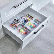 Aesco 6 Parça Organizer Çekmece Içi Düzenleyici, Şeffaf Kristal Plastik Düzenleyici Seti
