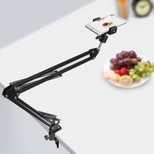 Aesco Üstten Çekim Masa Telefon Tutucu | Katlanabilir ve 360° Döner Ayarlanabilir Stand, Video Çekimi ve Canlı Yayın Için Kelepçeli Tripod Braketi, Tüm Akıllı Telefonlarla Uyumlu | CZ34