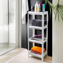 Aesco 4 Katlı Köşe Rafı | Banyo, Mutfak ve Kiler Için Yer Tasarruflu Organizer | Çok Amaçlı Plastik Raf | 4 Farklı Renk Seçeneği (36X100X23 Cm) (Beyaz)