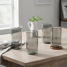 Aesco 4'lü Borosilikat Cam Bardak Seti - 460 ml Büyük Boy Isıya Dayanıklı Renkli Meşrubat ve Kahve Bardağı - Kurşunsuz Ekolojik (4 Adet) Amber (Bal Rengi) ve Füme Renk Seçenekleri (Füme - 4 Adet)