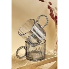 Aesco Cam Boncuk Kulplu Bardak Seti – 250 ml Koyu Kupa Bardak, Çay Kahve Su Meşrubat Için Şık ve Dayanıklı Tasarım