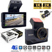 Poke 4g Wifi Araç Içi 2 Kamera Dvr LED Ekran Gece Renkli Sesli 2k+1k Rose Mr-93