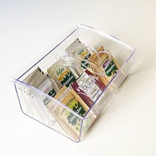 Aesco 6 Bölmeli Şeffaf Poşet Çay Kutusu, Akrilik Şeffaf Poşet Çay Kutusu,  6 Bölmeli Kapaklı Paket Çay Kutusu, Akrilik Çay Kutusu, Şeffaf Çay Kutusu 732