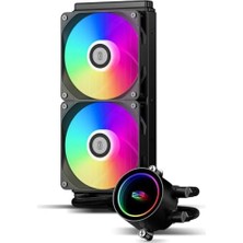 Aesco Cps DA240 Argb Aıo Sıvı Soğutucu, Çift Argb Fanlı 240MM Cpu Soğutucu, Yüksek Performanslı 3000 Rpm Pompa Hızı, Pc Oyun Için Verimli 240MM Aıo Soğutucu Siyah