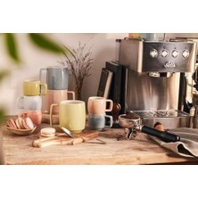 Aesco Seramik Kupa Seti, 350 Ml, Makaron Renkli, 6 Parça, Mikrodalga ve Bulaşık Makinesi Uyumlu