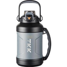 Aesco Tkk Mega Boy 1650ML Pipetli/pipetsiz Kullanım Askılı Paslanmaz Çelik Termos Matara (Siyah)
