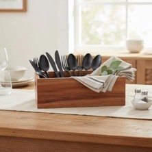 Aesco Akasya Ağacı Ekmeklik & Çok Amaçlı Organizer Kutu – 25X14X8 cm El Yapımı Doğal Ahşap Servis Tepsisi | Mutfak, Banyo, Ofis ve Ev Düzenleyici Kutu | Kulplu Dekoratif Ahşap Kutu