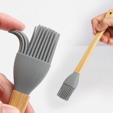 Aesco Silikon Spatula ve Fırça Seti, 5 Parça, Karışık Renkli, Bambu Saplı