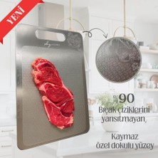 Aesco 2'li Paslanmaz Çelik Kesme/doğrama Tahtası Seti (Büyük Boy 23X34 cm ve Küçük Boy 20X30 Cm)
