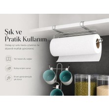 Aesco Alper Banyo Pratik Solo Kağıt Havluluk Krom, Dolap Içi Askılı Kağıt Havlu Tutucu, Delmeden Montajlı Mutfak Rulo Havluluk, Paslanmaya Dayanıklı Metal Tasarım