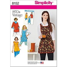 Aesco Simplicity 8152 Kesim Deseni "vintage 1970 's Önlük Kesim Deseni, Beyaz