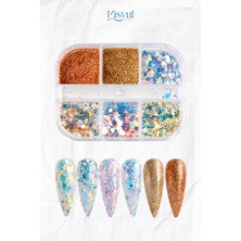 Misyul Tırnak Süsleme Karışık Sim ve Holografik Pul Seti 6'lı Nail Art Süslemesi