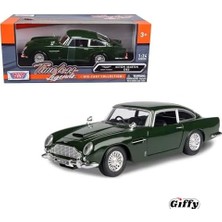 Aesco Oyuncak Diecast Metal Aston Martin Db5 Model Araba Kutulu Koleksiyonluk Figür 1:24 Ölçek Bej ve Yeşil Renk (Yeşil)