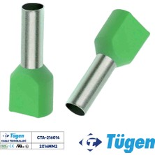 Tügen 2X16,00MM2 Çift Girişli Izoleli Yüksük Yeşil ( 1 Kutu 50 Adet )