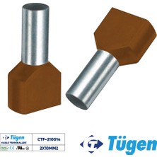 Tügen 2X10,00MM2 Çift Girişli Izoleli Yüksük Kahverengi ( 1 Kutu 100 Adet )