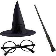 Aesco Harry Potter Şapkası Gözlük ve Asa Cosplay Parti Doğum Günü Cadılar Bayramı Seti 1450