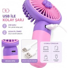 Aesco Talky Şarjlı Mini El Fanı USB Taşınabilir Sessiz Masaüstü Vantilatör 3 Kademe Soğutucu Pervane Multicolor Karışık Renk