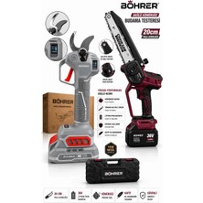 Böhrer BA011453 4 Batarya Dijital Budama Makinesi + 20CM Zincirli Budama Testeresi