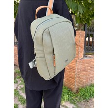 Just Polo Kadın Yeşil Camel 9 Gözlü Büyük Boy Sırt Çantası