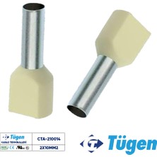 Tügen 2X10,00MM2 Çift Girişli Izoleli Yüksük Bej ( 1 Kutu 100 Adet )