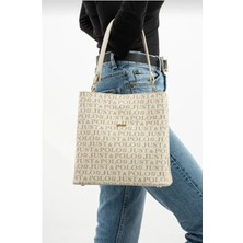 Just Polo Kadın Monogram Baskılı El ve Omuz Çantası Ebat 25 x 25