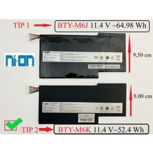 Ni-On Msı GF75 Thin 3rd 8sc 8rd 8rc 8rx ,msı GF75 Thin 8RD-202XTR  Uyumlu Laptop Notebook Batarya Pil Tip 2 BTY-M6K