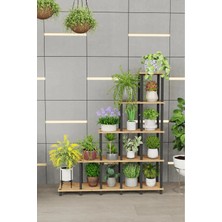 Remaks Nova 5 Katlı Basamak Saksılık Çiçeklik Standı | Dekoratif Modüler Bitki Rafı-Meşe