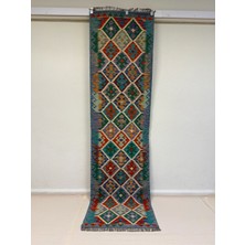 Afgan Halı El Dokuma Afgan Kilim Çift Taraf Kullanım Kök Boya Yolluk 79 x 289 cm