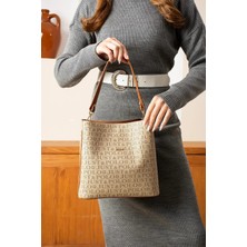 Just Polo Kadın Monogram Baskılı El ve Omuz Çantası Ebat 25 x 25