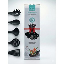 Empressco 5 Parça Yanmaz ve Yapışmaz Servis Seti: Kepçe, Kevgir, Spatula, Kaşık