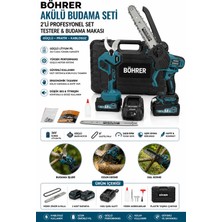 Böhrer BA011384 2 Akülü 50MM Budama Makası ve 20CM Kömürsüz Budama Testeresi - 10PİLLİ
