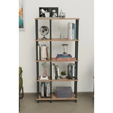 Remaks Mirada 5 Katlı Modern Kitaplık | Dekoratif Çok Amaçlı Kitaplık ve Organizer | Çok Raflı Düzenleyici - Meşe