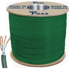 Poke Cat6 Kablo 500 Metre Bakır Alaşım 23AWG 0.51 Yeşil PK-1505